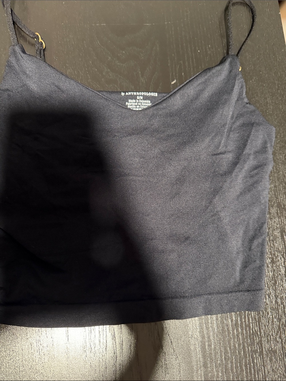 Anthropology Women's Black Spaghetti Strap Crop Tank Top size S/M - Picture 5 of 5